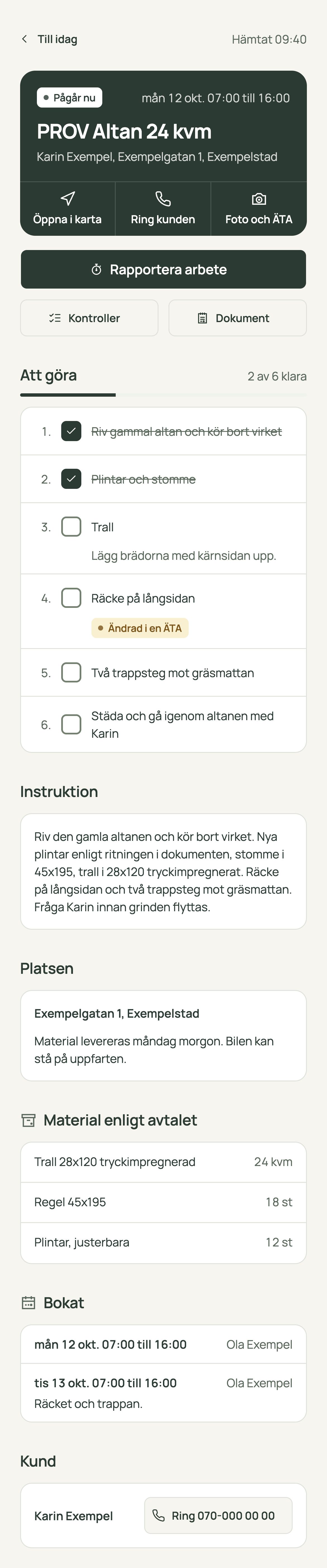 Jobbet, platsen och nästa steg